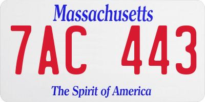 MA license plate 7AC443