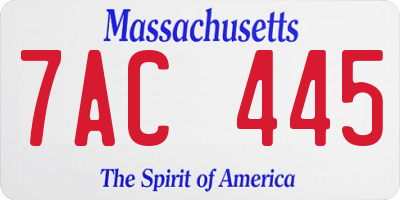 MA license plate 7AC445