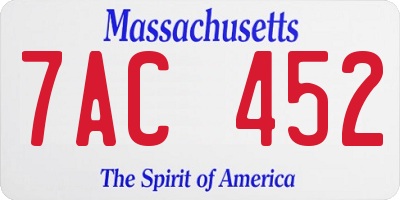 MA license plate 7AC452