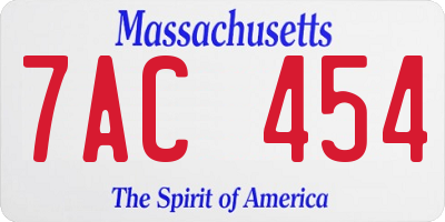 MA license plate 7AC454
