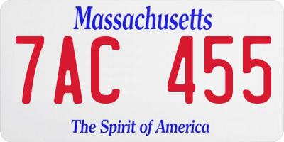 MA license plate 7AC455