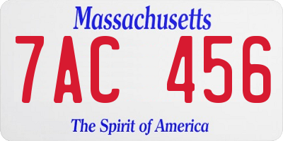 MA license plate 7AC456