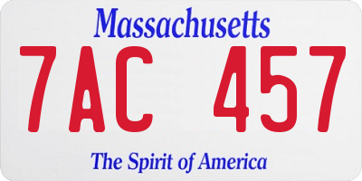 MA license plate 7AC457