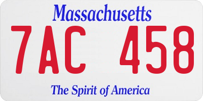 MA license plate 7AC458