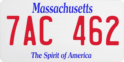 MA license plate 7AC462