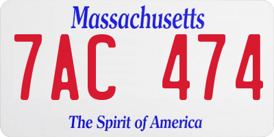 MA license plate 7AC474