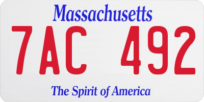 MA license plate 7AC492