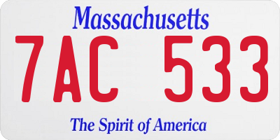 MA license plate 7AC533