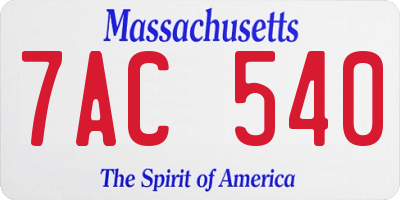 MA license plate 7AC540