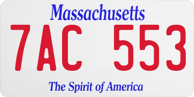 MA license plate 7AC553