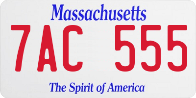 MA license plate 7AC555