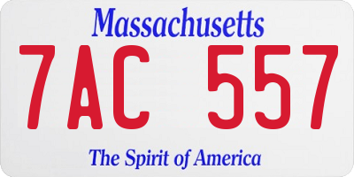 MA license plate 7AC557