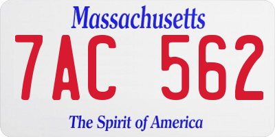 MA license plate 7AC562