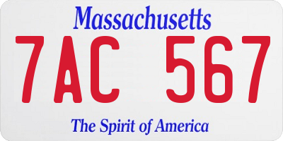 MA license plate 7AC567