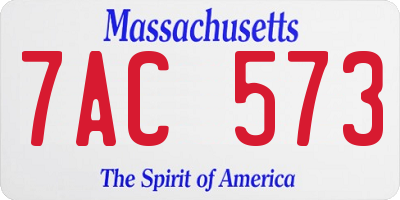 MA license plate 7AC573