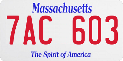 MA license plate 7AC603