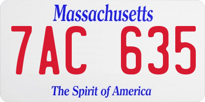 MA license plate 7AC635