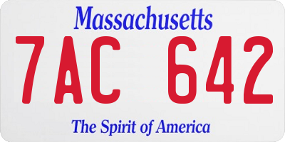 MA license plate 7AC642