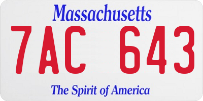 MA license plate 7AC643