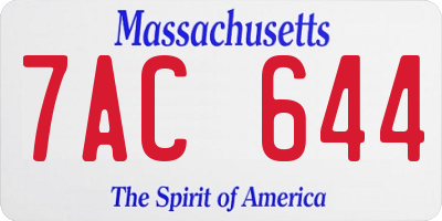 MA license plate 7AC644
