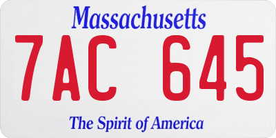 MA license plate 7AC645