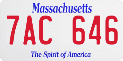 MA license plate 7AC646