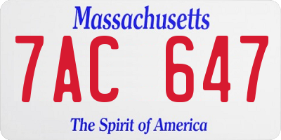 MA license plate 7AC647