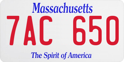 MA license plate 7AC650