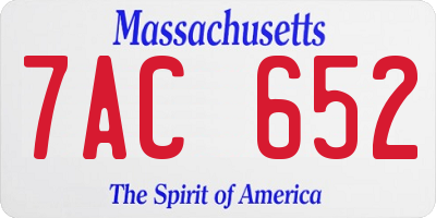 MA license plate 7AC652