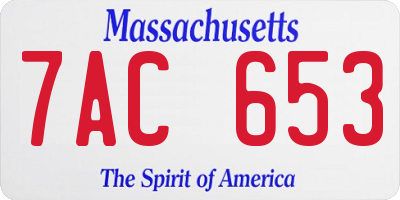MA license plate 7AC653
