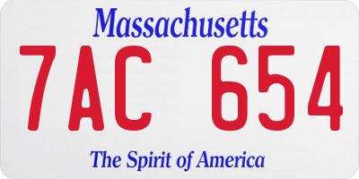MA license plate 7AC654