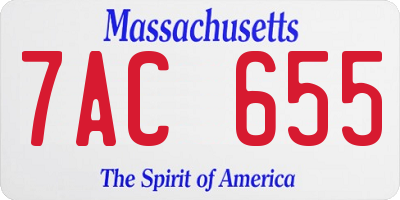 MA license plate 7AC655
