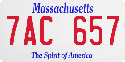 MA license plate 7AC657