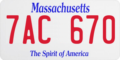MA license plate 7AC670