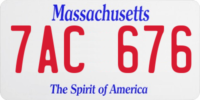 MA license plate 7AC676