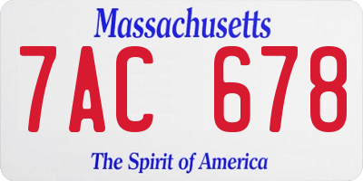 MA license plate 7AC678