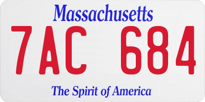 MA license plate 7AC684