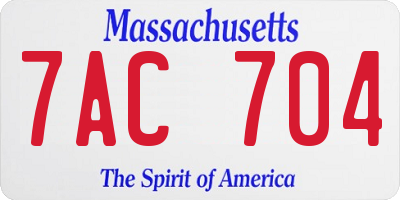 MA license plate 7AC704