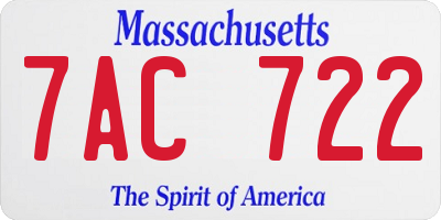 MA license plate 7AC722