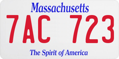 MA license plate 7AC723