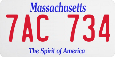 MA license plate 7AC734