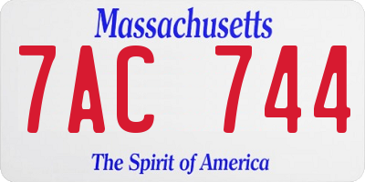MA license plate 7AC744