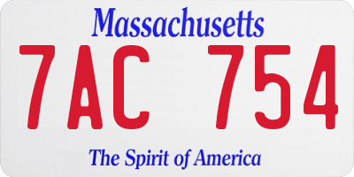 MA license plate 7AC754