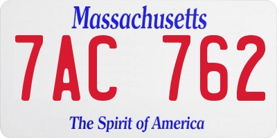 MA license plate 7AC762