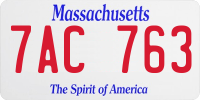 MA license plate 7AC763
