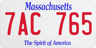 MA license plate 7AC765