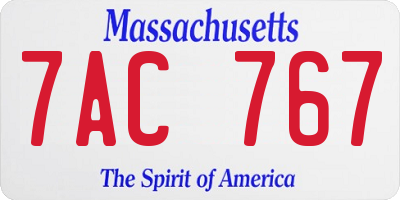 MA license plate 7AC767