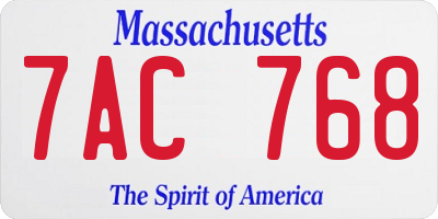 MA license plate 7AC768