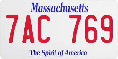 MA license plate 7AC769