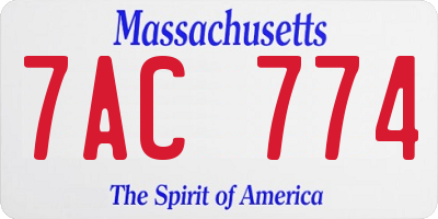 MA license plate 7AC774